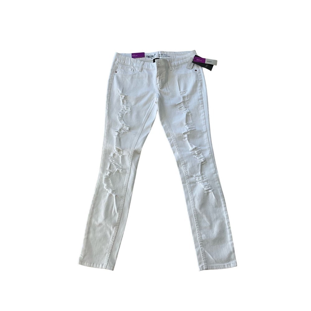 Mossimo Skinny Jean Women's SZ 10 White Denim Low-Rise Distressed Slim Stretched